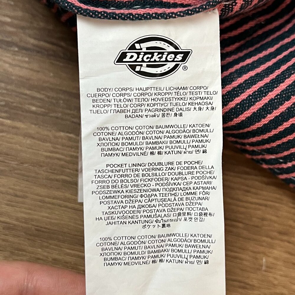 NEW Dickies Pink and Blue Hickory Stripe Bib Overalls - Picture 11 of 15